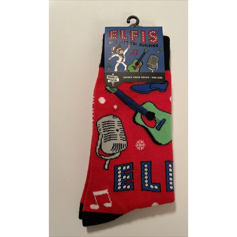 Elfis Has Left the Building Unisex Crew Socks Adult One Size - NEW